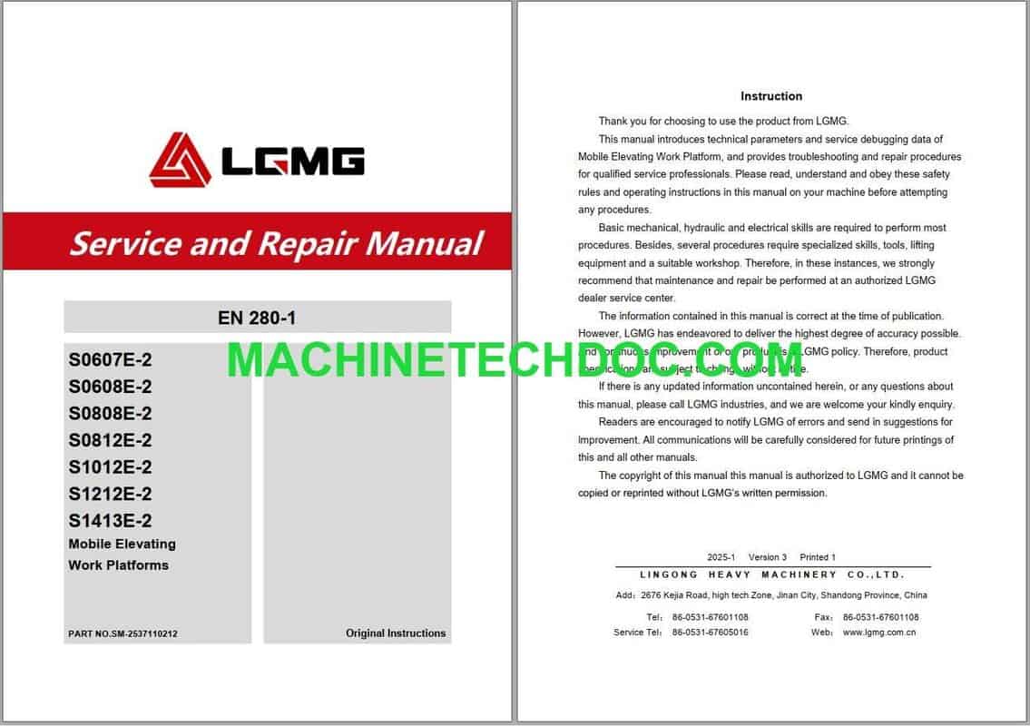 PDF Collection LGMG Slab Scissor Lifts Operation Maintenance Service Manual 1.07 GB (2)