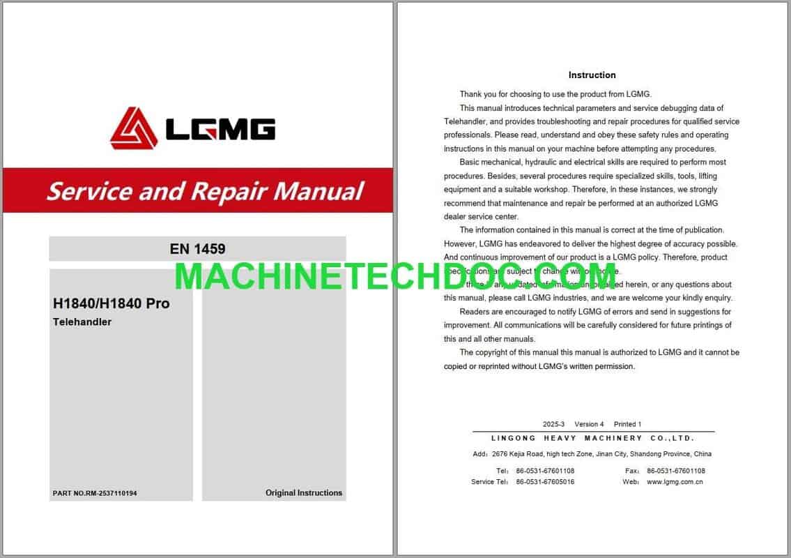 PDF Collection LGMG Telehandlers Operation Maintenance Service Manual 896 MB (2)