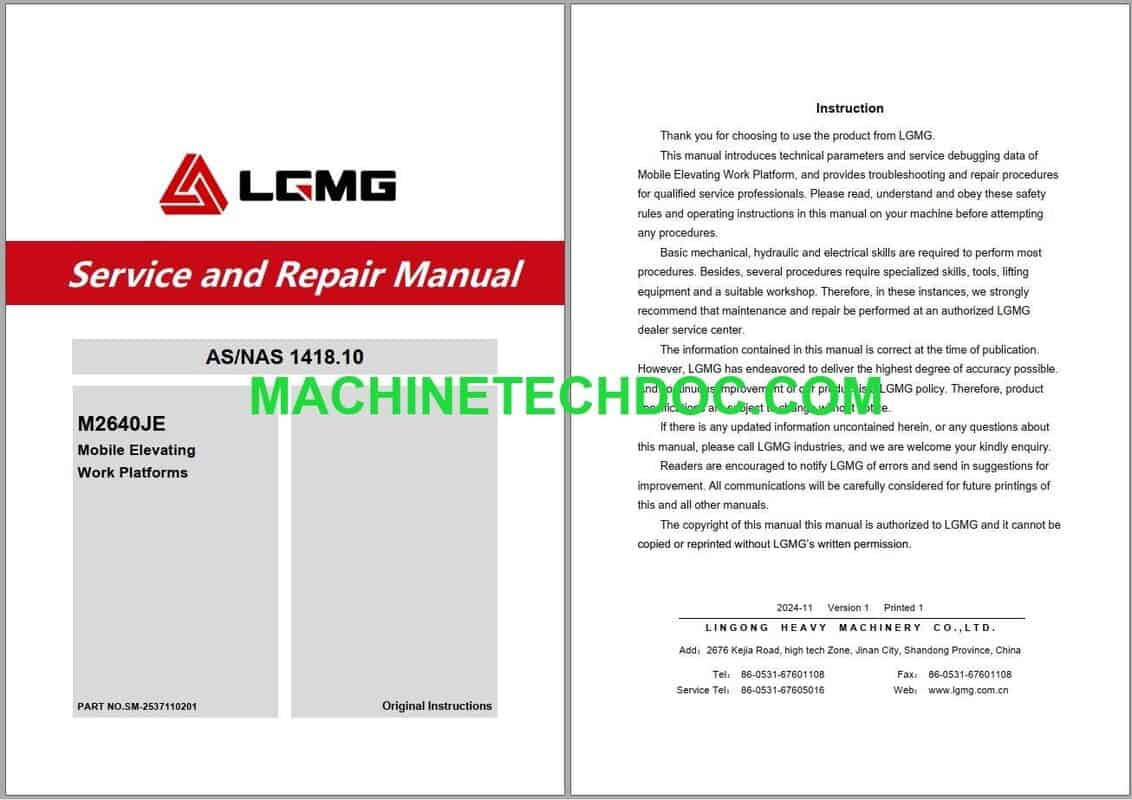 PDF Collection LGMG Vertical Mast Lifts Operation Maintenance Service Manual 241 MB (2)