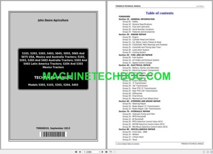 PDF John Deere Tractor 5303 5103 5203 5204 5403 TM900019 Technical Manual September-2013 EN (2)