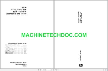 PDF John Deere Tractor 8570 8770 8870 8970 Operation Tests Manual TM1550 14MAR97 EN (2)
